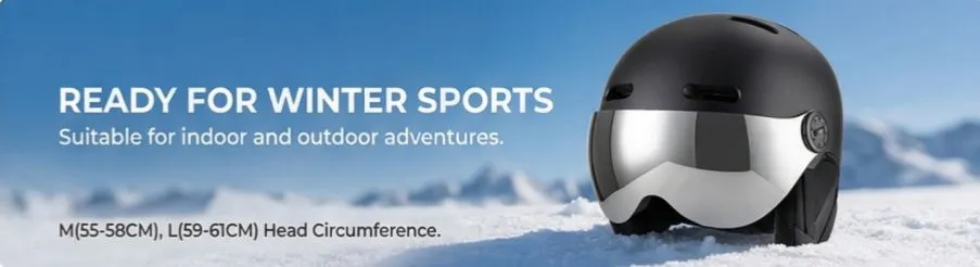 Luocute Snow Helmet With Goggles In All Black