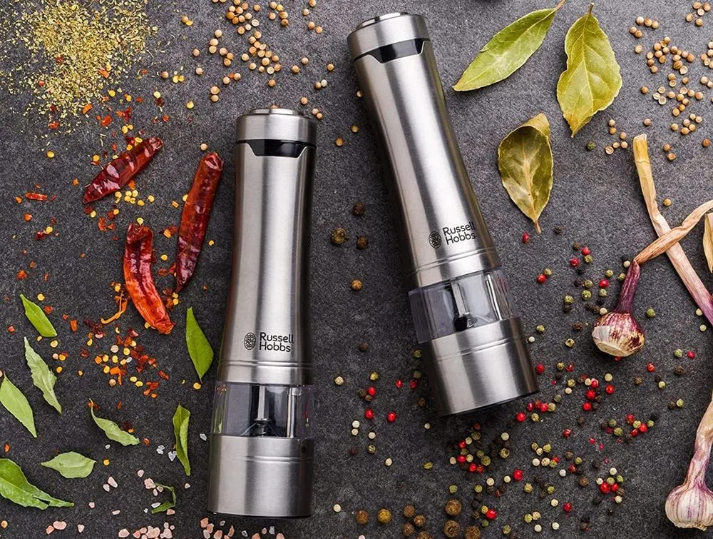 Russell Hobbs Electric Salt/Pepper Set In Polished Steel