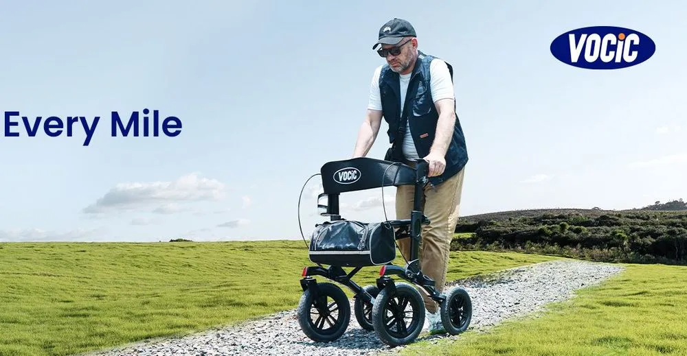 VOCIC Foldable Outdoor Rollator With Seat