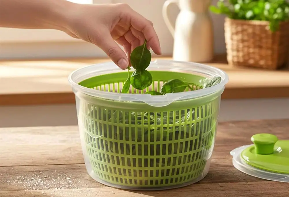 Salad Spinner With Green Exterior