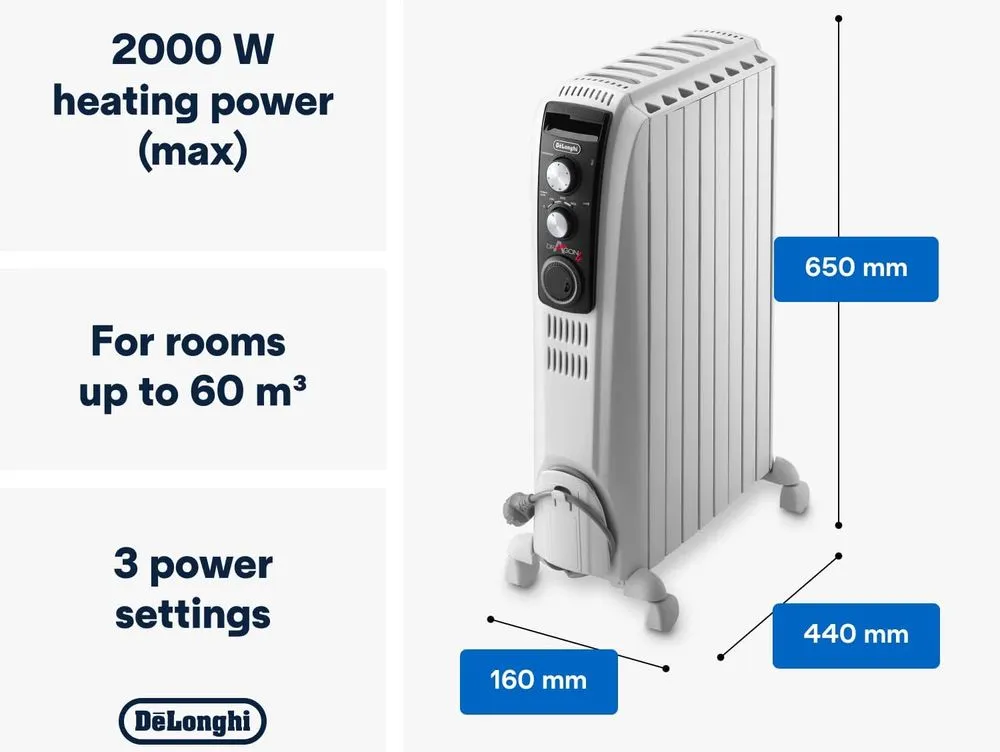 DeLonghi Dragon 4 TRD40820T Oil Radiator 60 m3