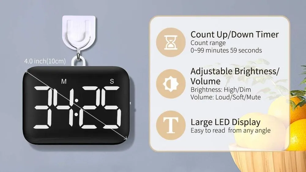 Noklead LED Magnetic Timer 4 Inch
