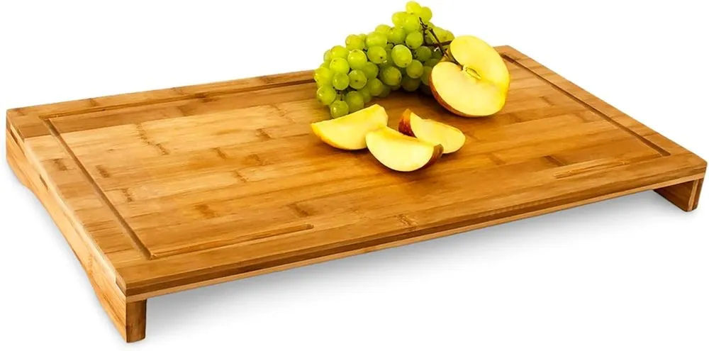 Relaxdays Brown Bamboo Chopping Board On Table