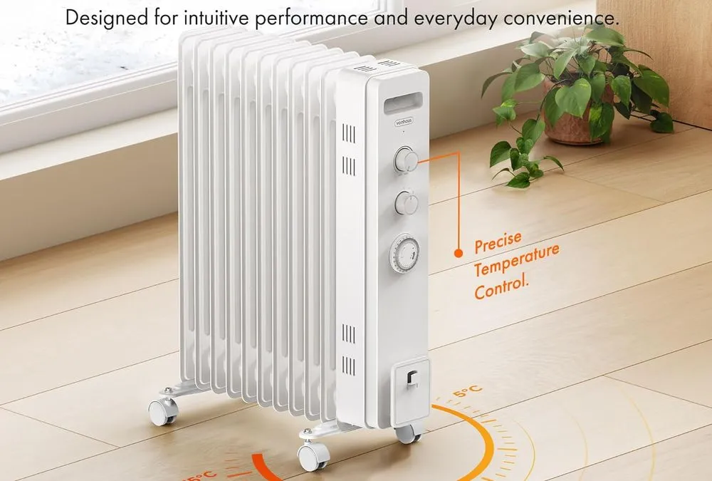 VonHaus 11 Fin Electric Radiator Thermostat Heat Control