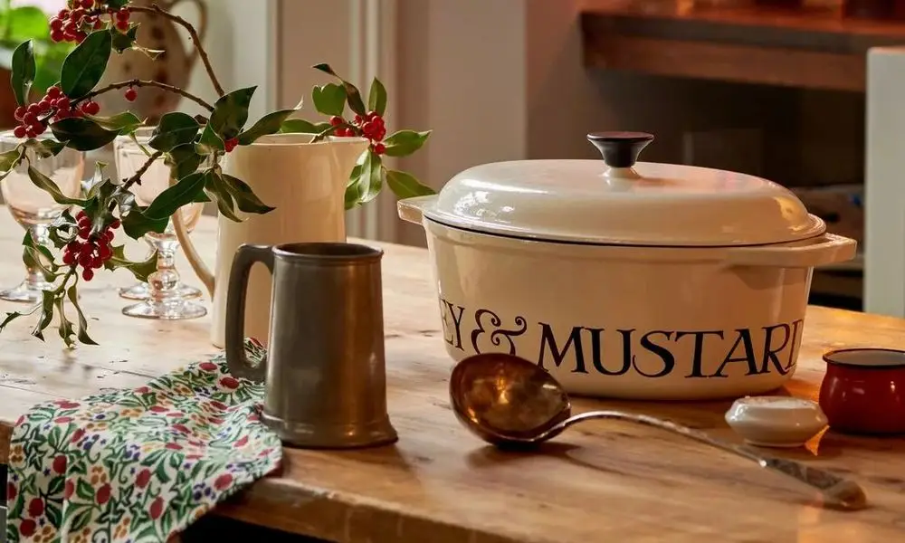 Oval Cast Iron Casserole Dish On Desk