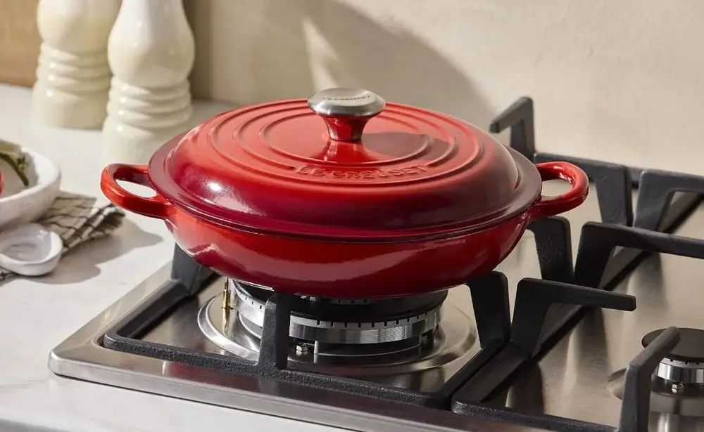 Red Cast Iron Casserole Dish & Lid