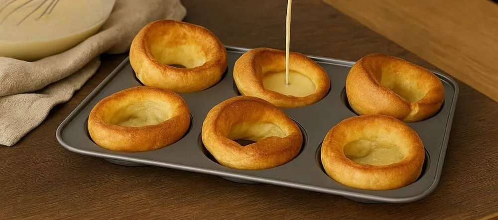 Chabrias Ltd 6 Cup Yorkshire Pudding Tray Pouring