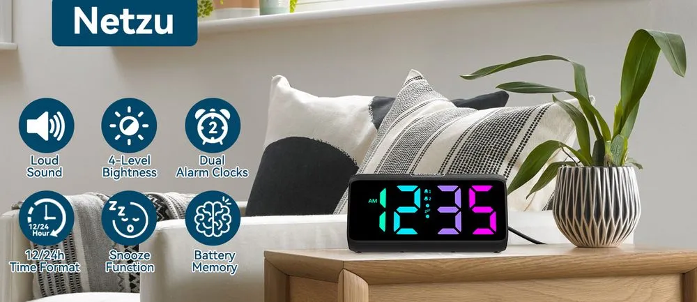 Netzu Heavy-Sleeper Alarm Clock With Snooze