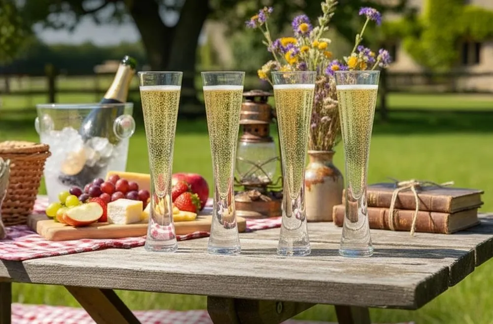 Olive Falls x4 Crystal Prosecco Glasses Set