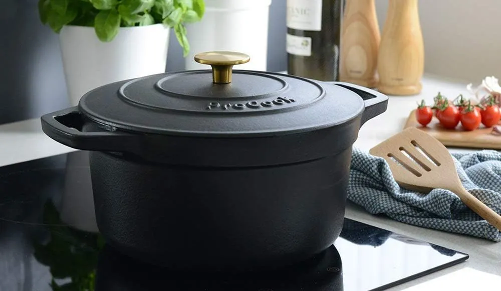 ProCook 4.7L Cast Iron Casserole Dish On Hob