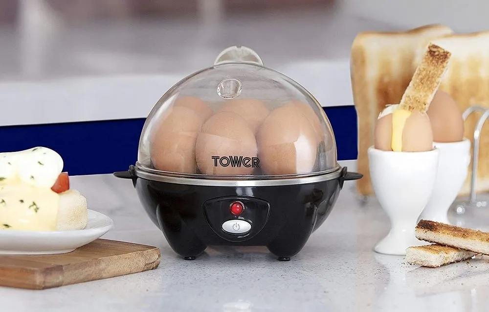 Tower Egg Cooker With Egg Poaching Tray & Clear Lid