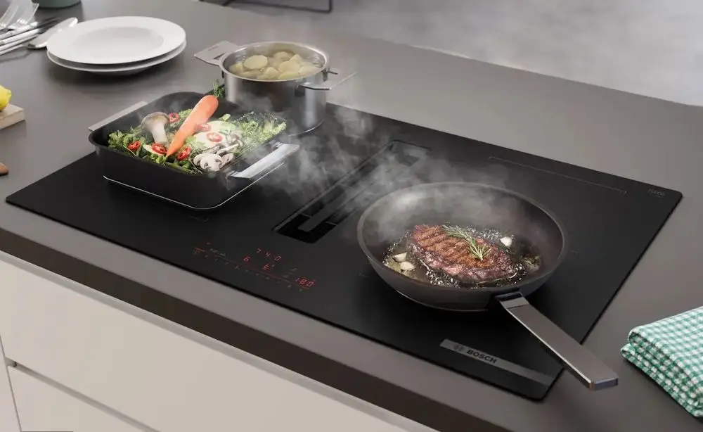 Large Induction Hob With Pans